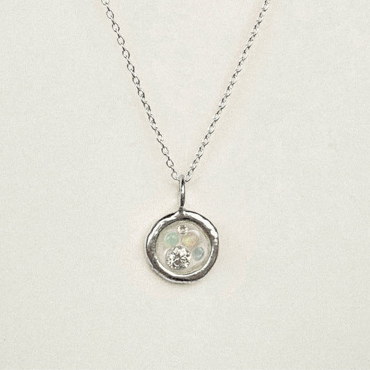 Blue Chalcedony, Opal & Aquamarine Five Stone Pendant