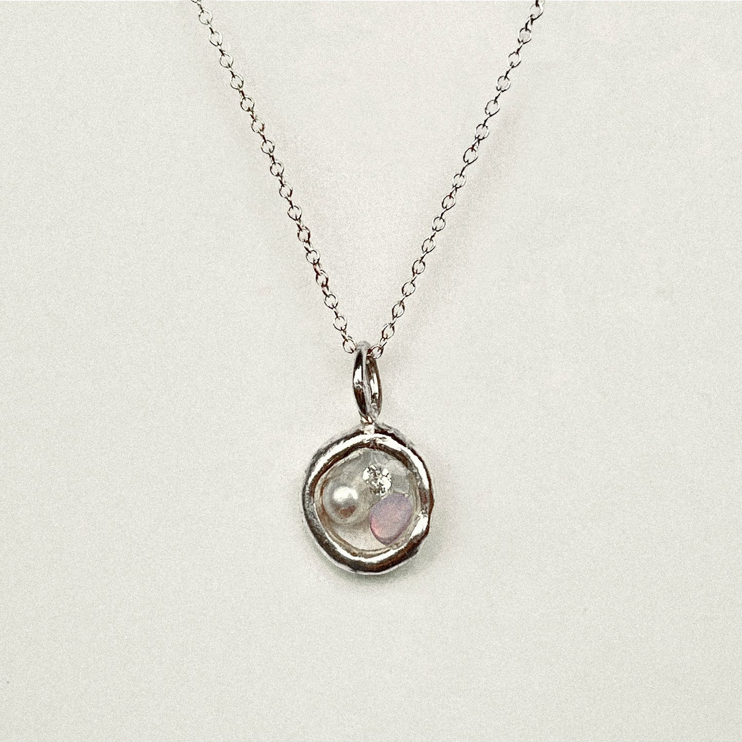 Opal, Moissanite & Pearl Pendant