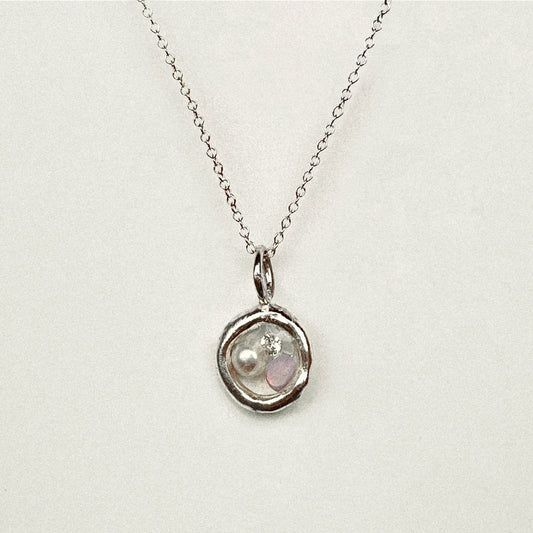Opal, Moissanite & Pearl Pendant