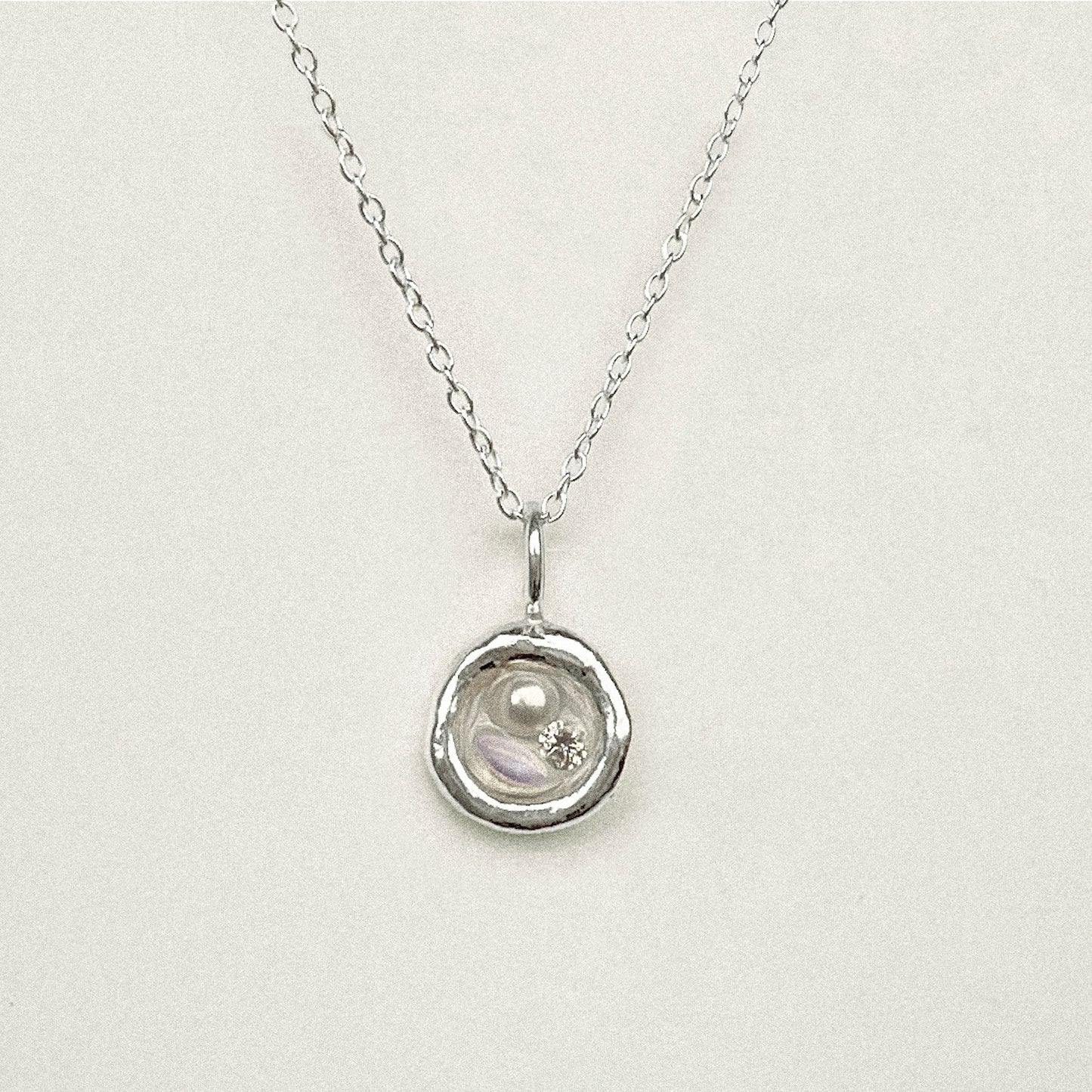 Moonstone, Moissanite & Pearl Pendant