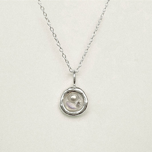 Moonstone, Moissanite & Pearl Pendant