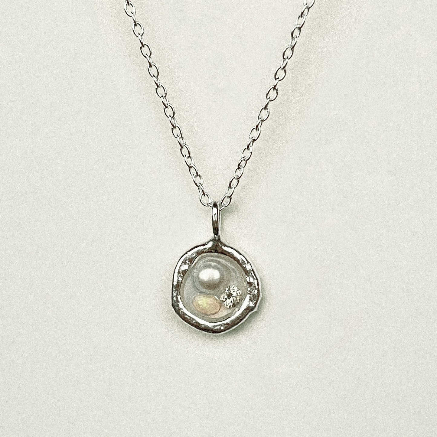 Opal, Moissanite & Pearl Pendant