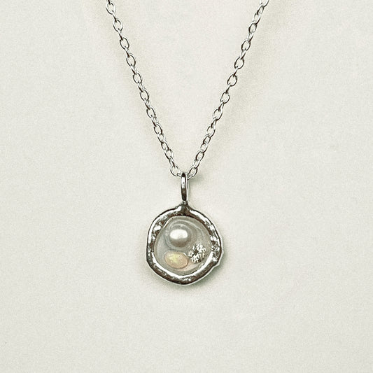 Opal, Moissanite & Pearl Pendant